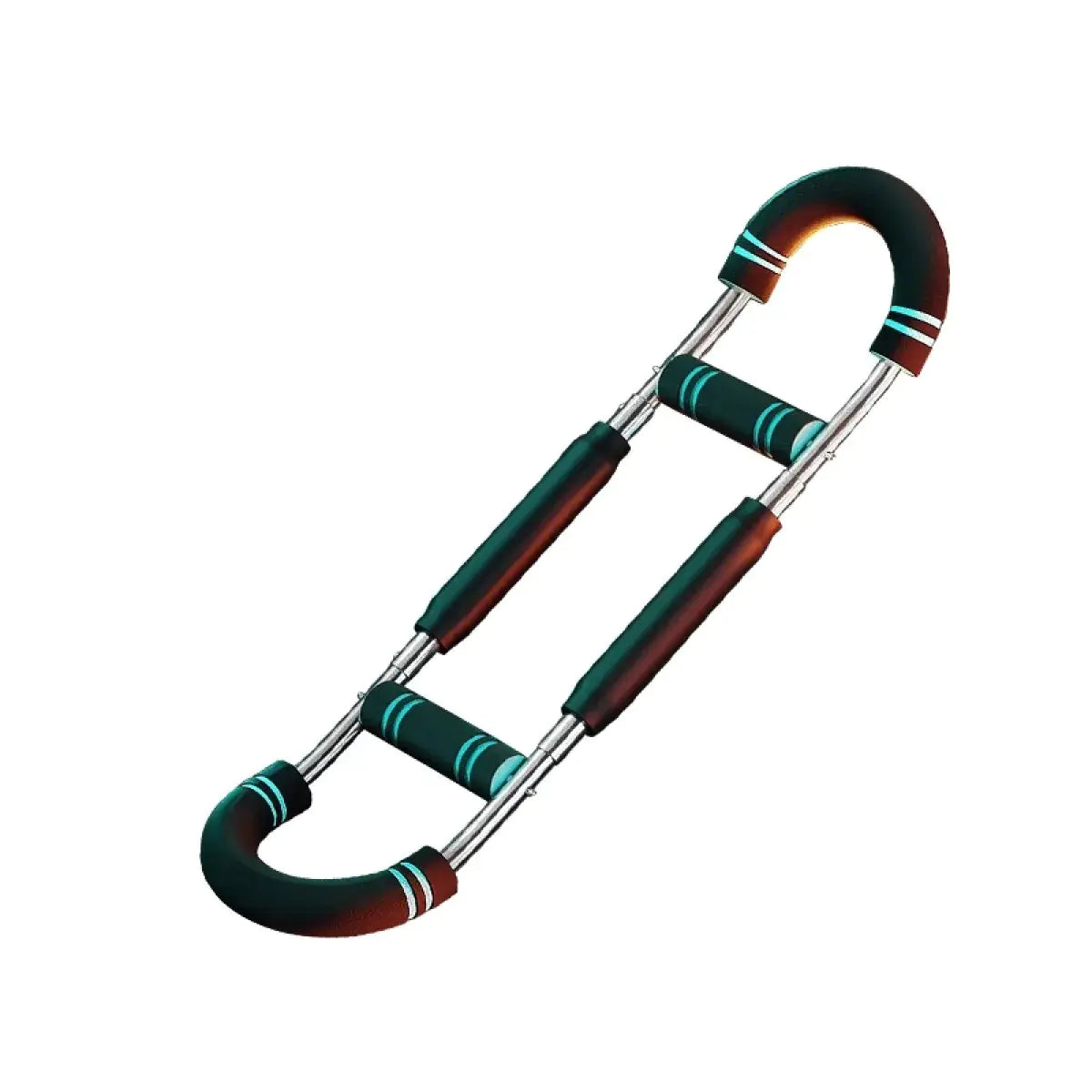 Metallic carabiner with colorful handles on a white background